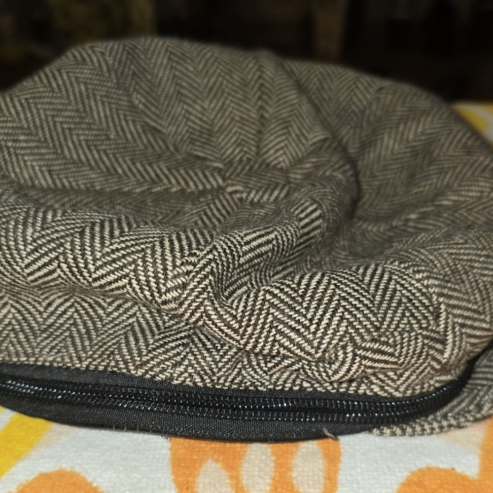 Peaky Blinders Style Tweed Toiletry Toiletries Washbag Travel Zip Peak Cap - Picture 5 of 10
